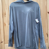 MENS REALTREE FISHING LS GREY HOODED SHIRT L