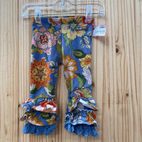 GIRLS MATILDA JANE TEAL FLORAL PANTS 12/18M