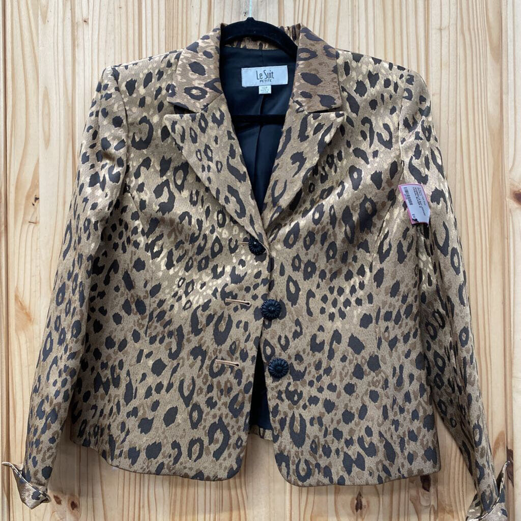 WOMENS LE SUIT LEOPARD CASUAL BLAZER 10