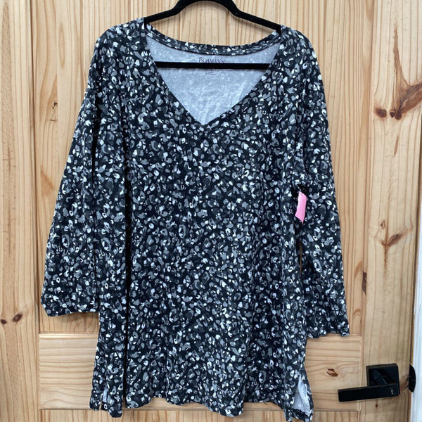 WOMENS ROAMAN'S BLK/WHITE/GREY LS SHIRT 1X