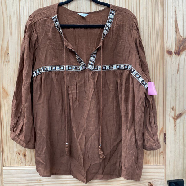 WOMENS CATO CASUAL BROWN TOP 18/20 1X