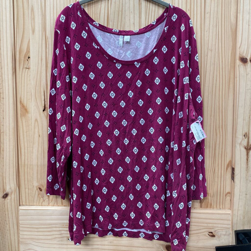 WOMENS CATO PLUM/WHTE/BLK SHIRT 22/24 2X