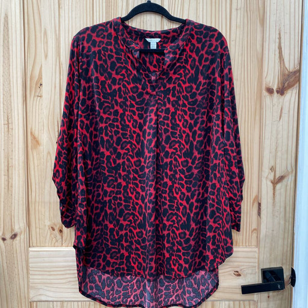 WOMENS CATO CASUAL TOP RED/BLK 18/20 1X