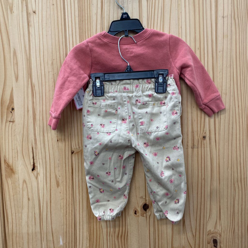 GIRLS GARANIMALS 2PC SET MAUVE/BEIGE 6/9M