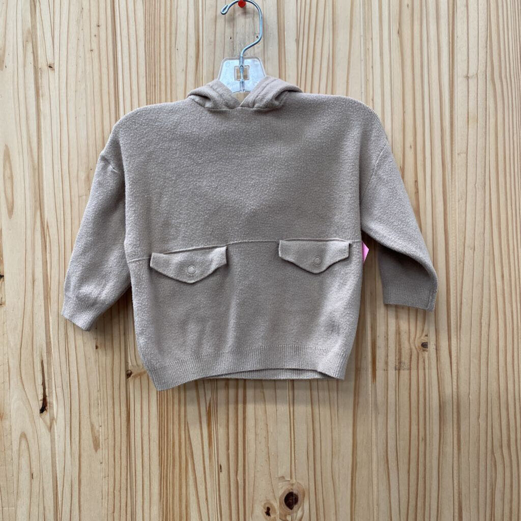 GIRLS ZARA BEIGE HOODED SHIRT 9/12M