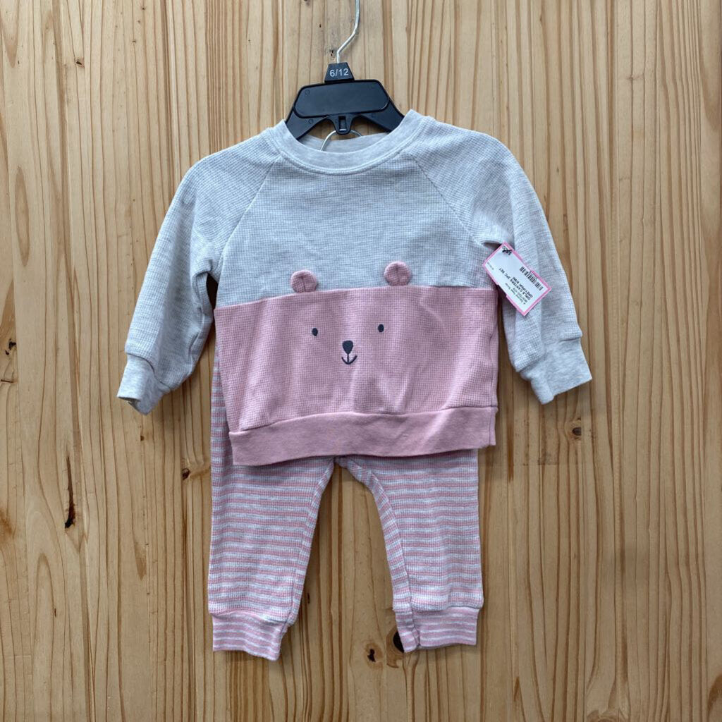 GIRLS CARTERS 2PC SET GREY/PINK 6/9M