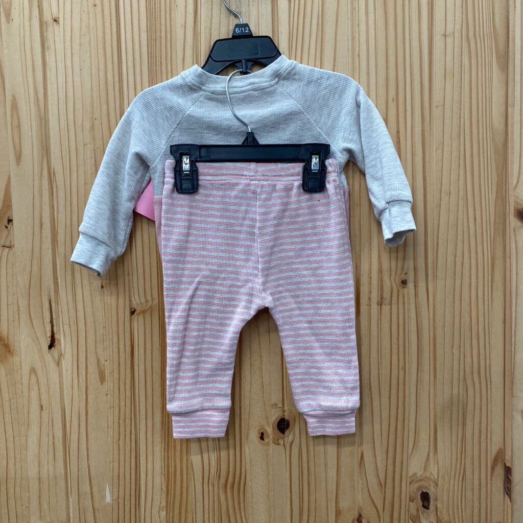 GIRLS CARTERS 2PC SET GREY/PINK 6/9M