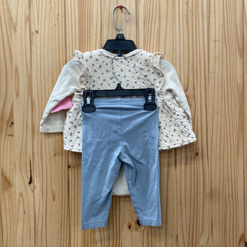 GIRLS CARTERS 3PC SET IVORY/TEAL/FLORAL 9M