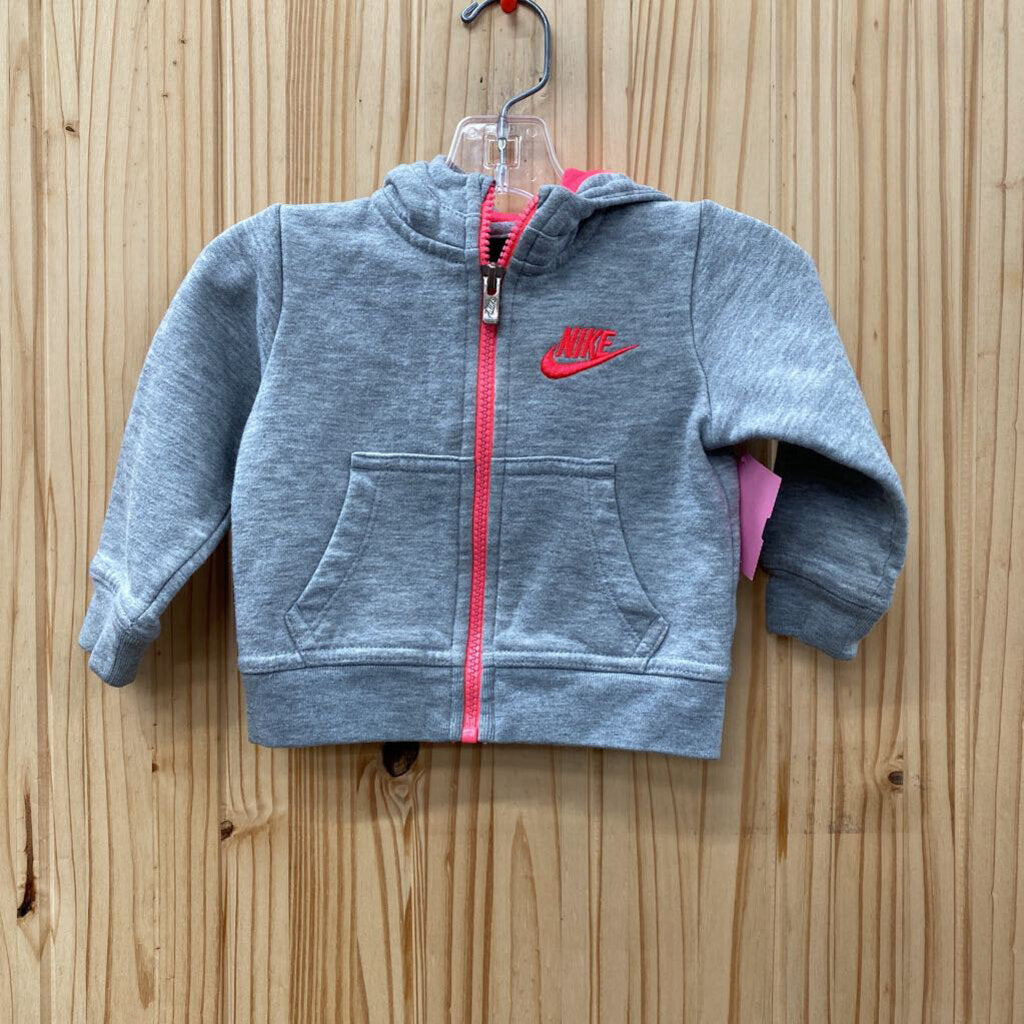 GIRLS NIKE JACKET GREY/HOT PINK 12M