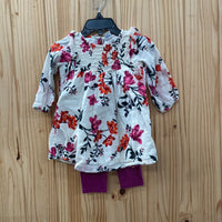 GIRLS OLD NAVY 2PC SET WHITE FLORAL/PLUM 6/12M
