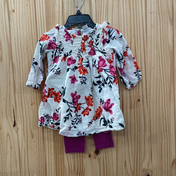 GIRLS OLD NAVY 2PC SET WHITE FLORAL/PLUM 6/12M