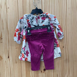 GIRLS OLD NAVY 2PC SET WHITE FLORAL/PLUM 6/12M