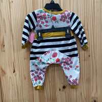 GIRLS 2PC SET MUSTARD/BLK/WHITE/FLORAL 70