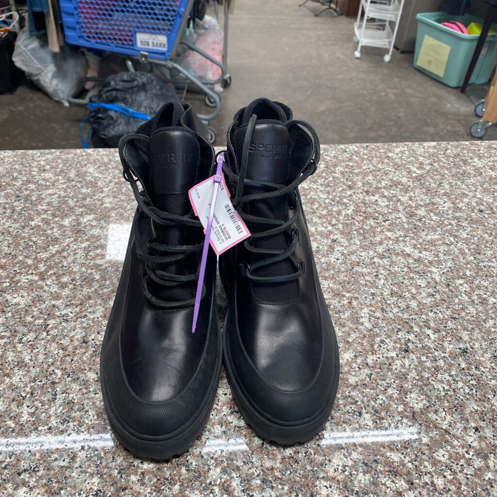 WOMENS SPERRY BLK BOOTS 9