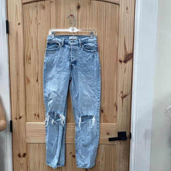 WOMENS ABERCROMBIE & FITCH LT DENIM DIST JEANS 2R