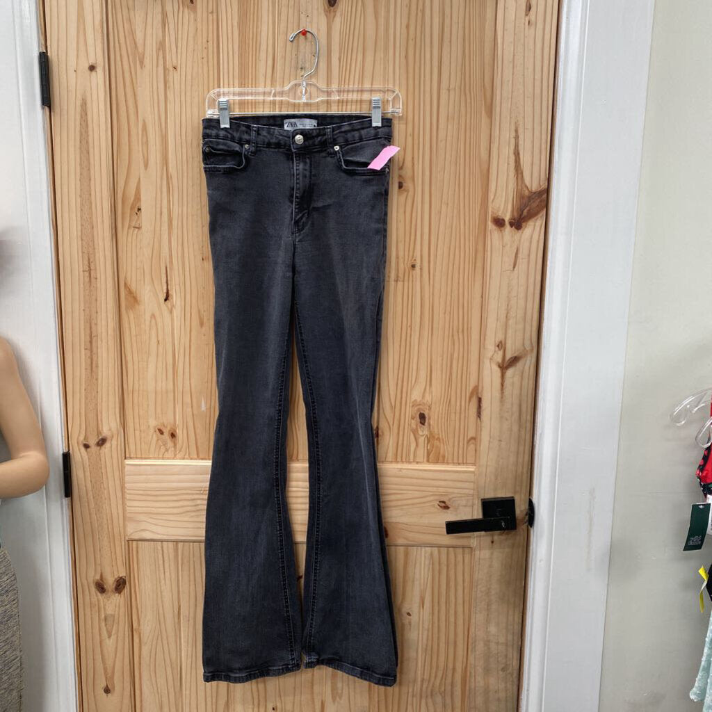 WOMENS ZARA BLK DENIM FLARE JEANS 6