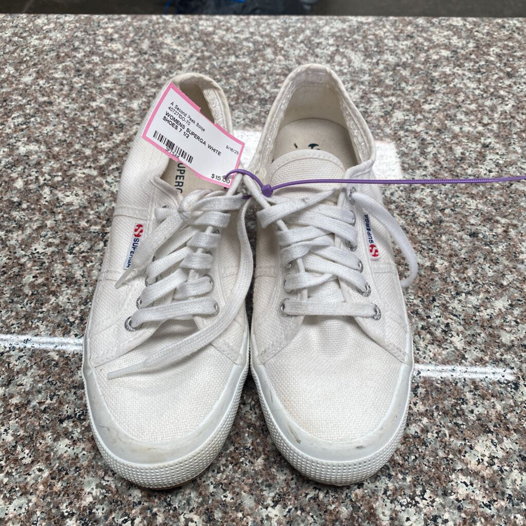 WOMENS SUPERGA WHITE SHOES 7 1/2
