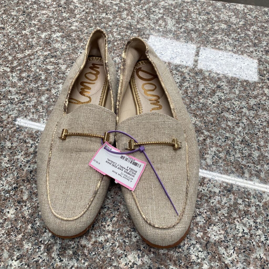 WOMENS SAM EDELMAN GOLD SPARKLY CASUAL SHOES 9