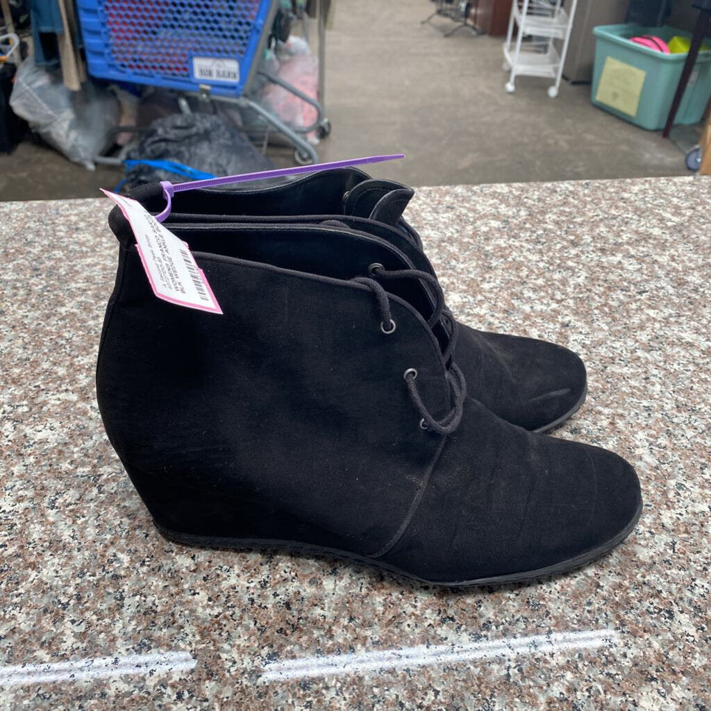 WOMENS FRANCO SARTO BLK WEDGE ANKLE BOOTS 9