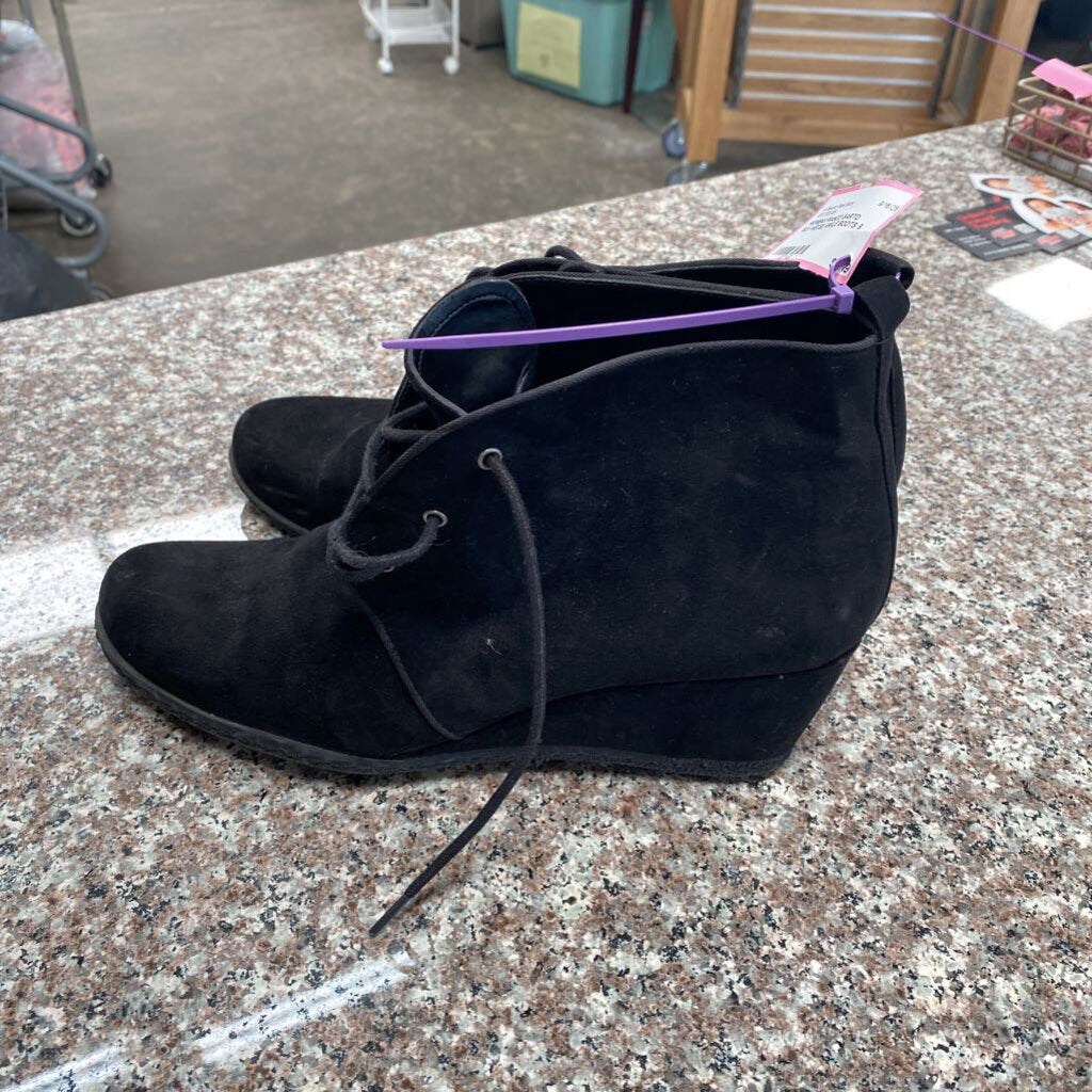 WOMENS FRANCO SARTO BLK WEDGE ANKLE BOOTS 9