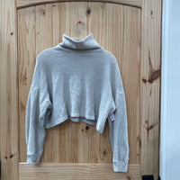 WOMENS BERSHKA TAUPE SWEATER CROP TOP S