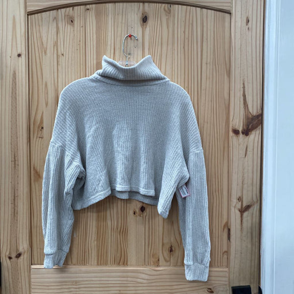 WOMENS BERSHKA TAUPE SWEATER CROP TOP S