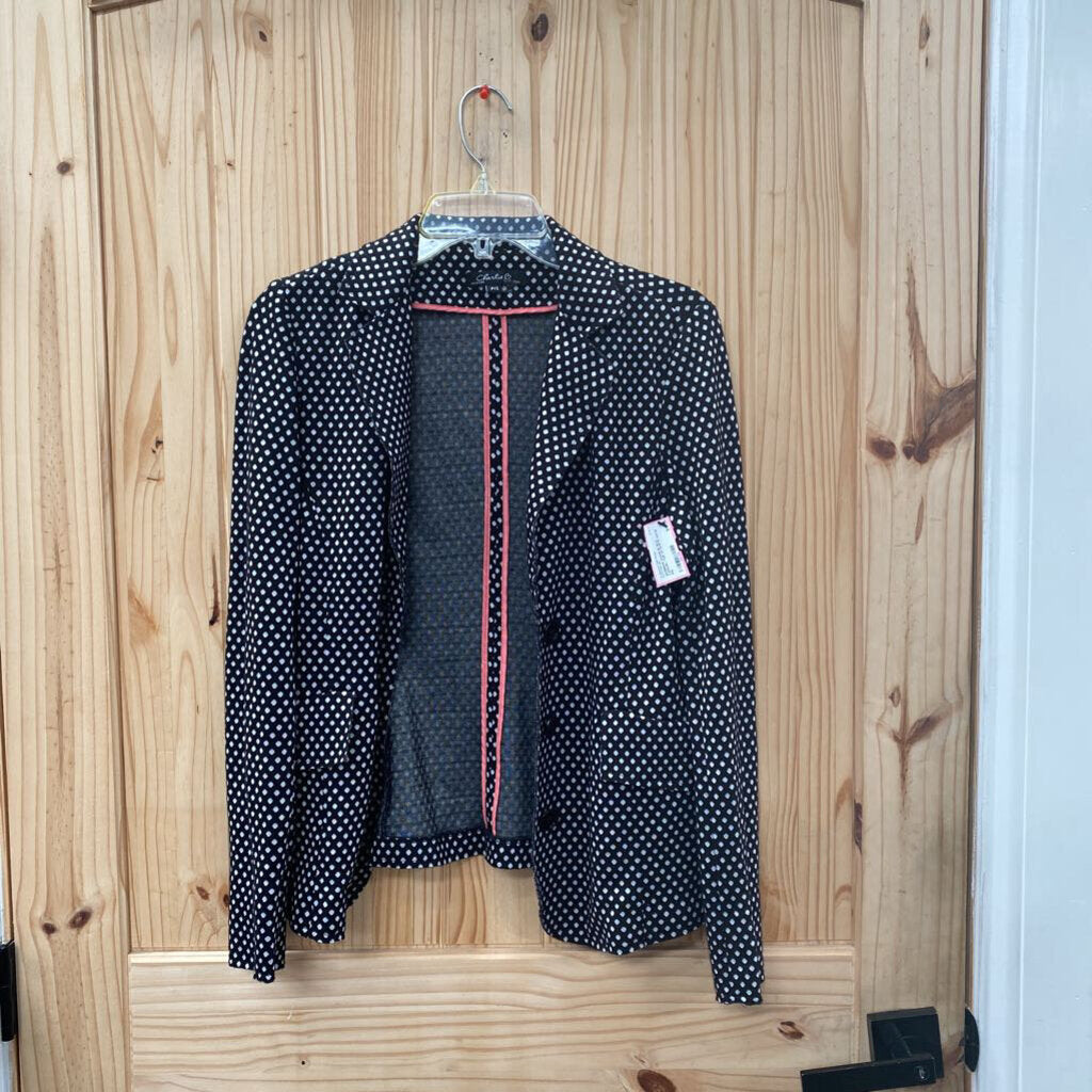 WOMENS CHARLIE BLK CASUAL TOP W/WHITE DOTS PS