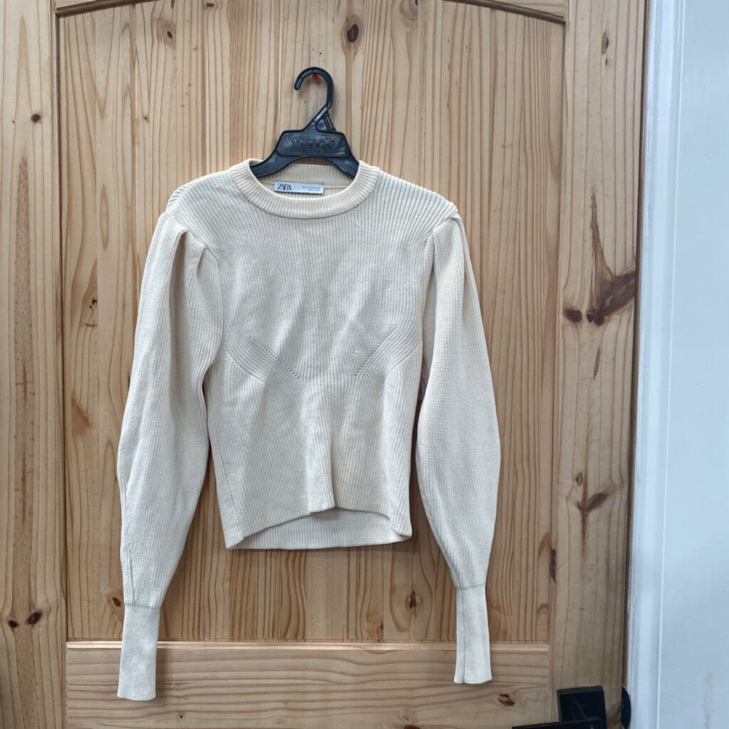 WOMENS ZARA LS IVORY SHIRT S