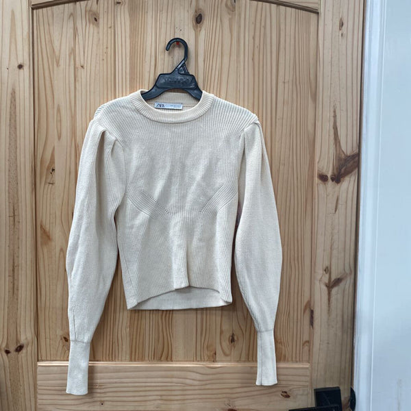 WOMENS ZARA LS IVORY SHIRT S