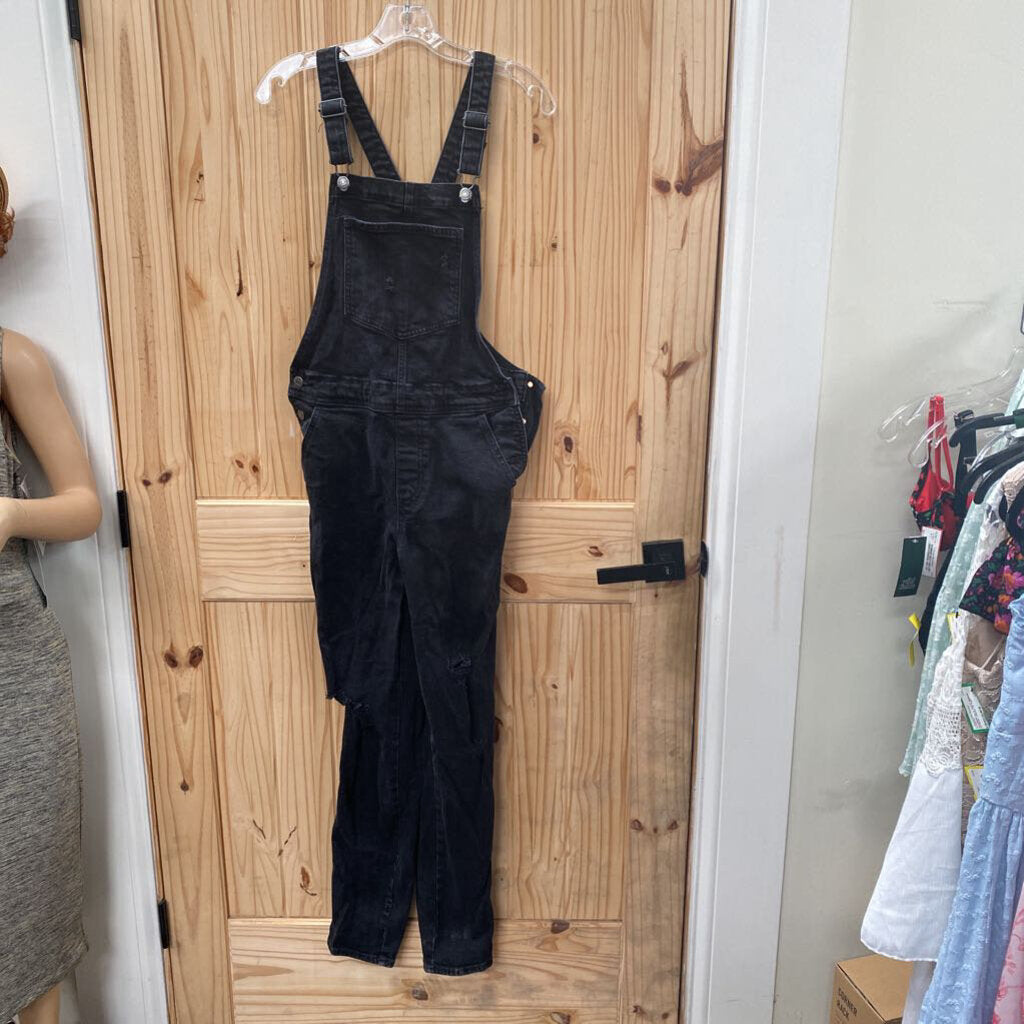 WOMENS OLD NAVY BLK DENIM OVERALLS DIST. 4 TALL