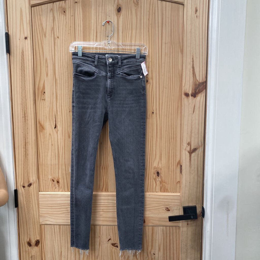 WOMENS ZARA BLK WASHED DENIM JEANS 6