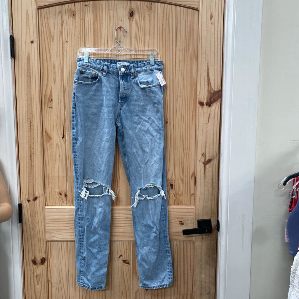 WOMENS ZARA LT DENIM DIST. JEANS 6