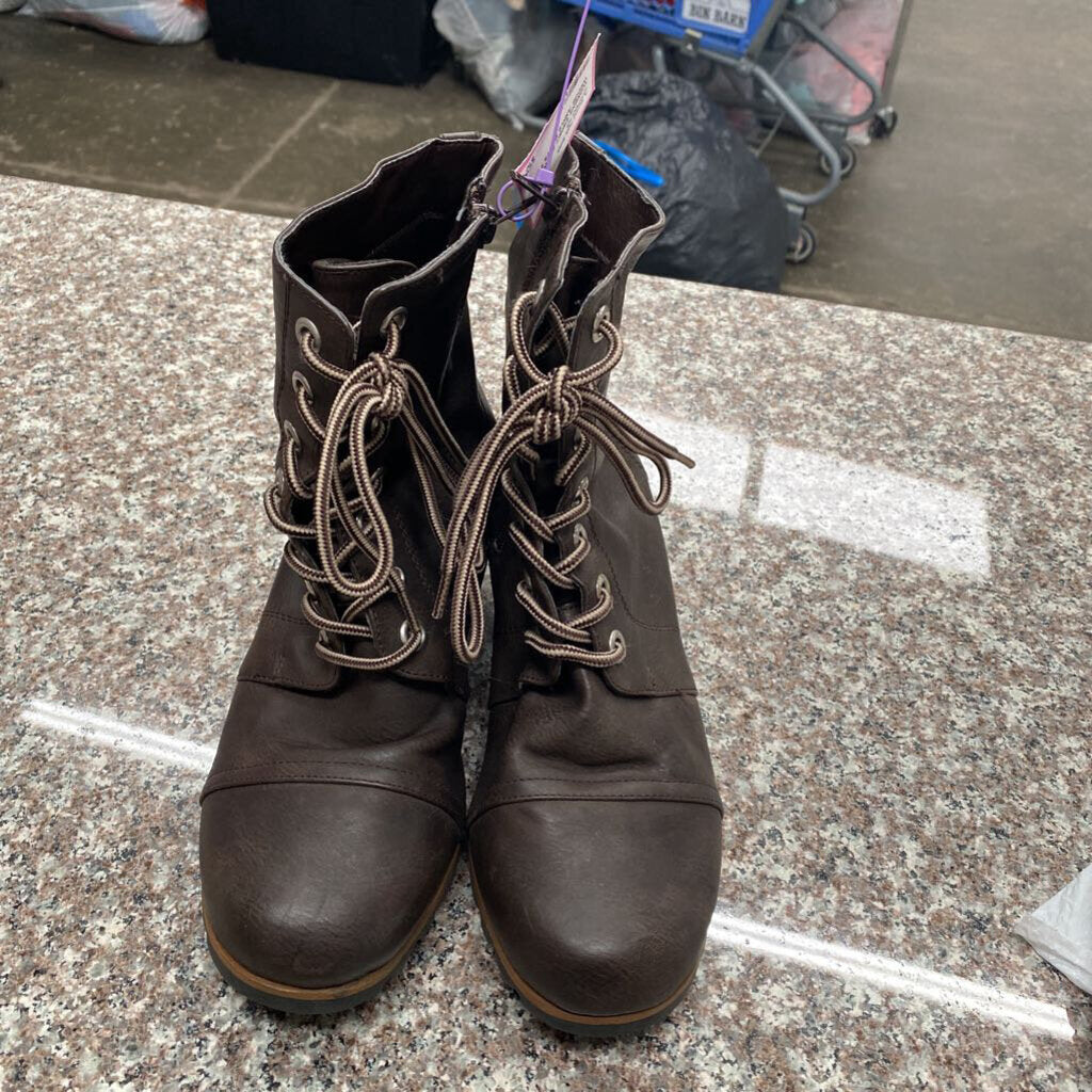 WOMENS ESPRIT BROWN WEDGE ANKLE BOOTS 9