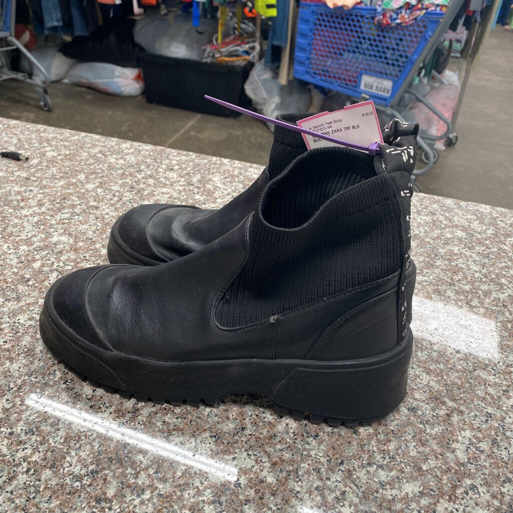 WOMENS ZARA TRF BLK BOOTS 9