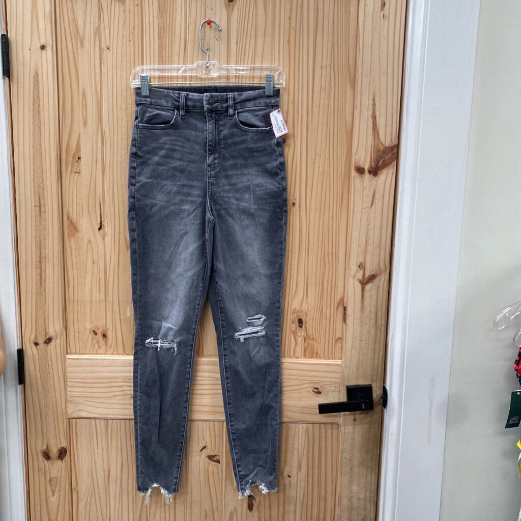 WOMENS AMERICAN EAGLE BLK DENIM DIST. JEANS 4 REGULAR