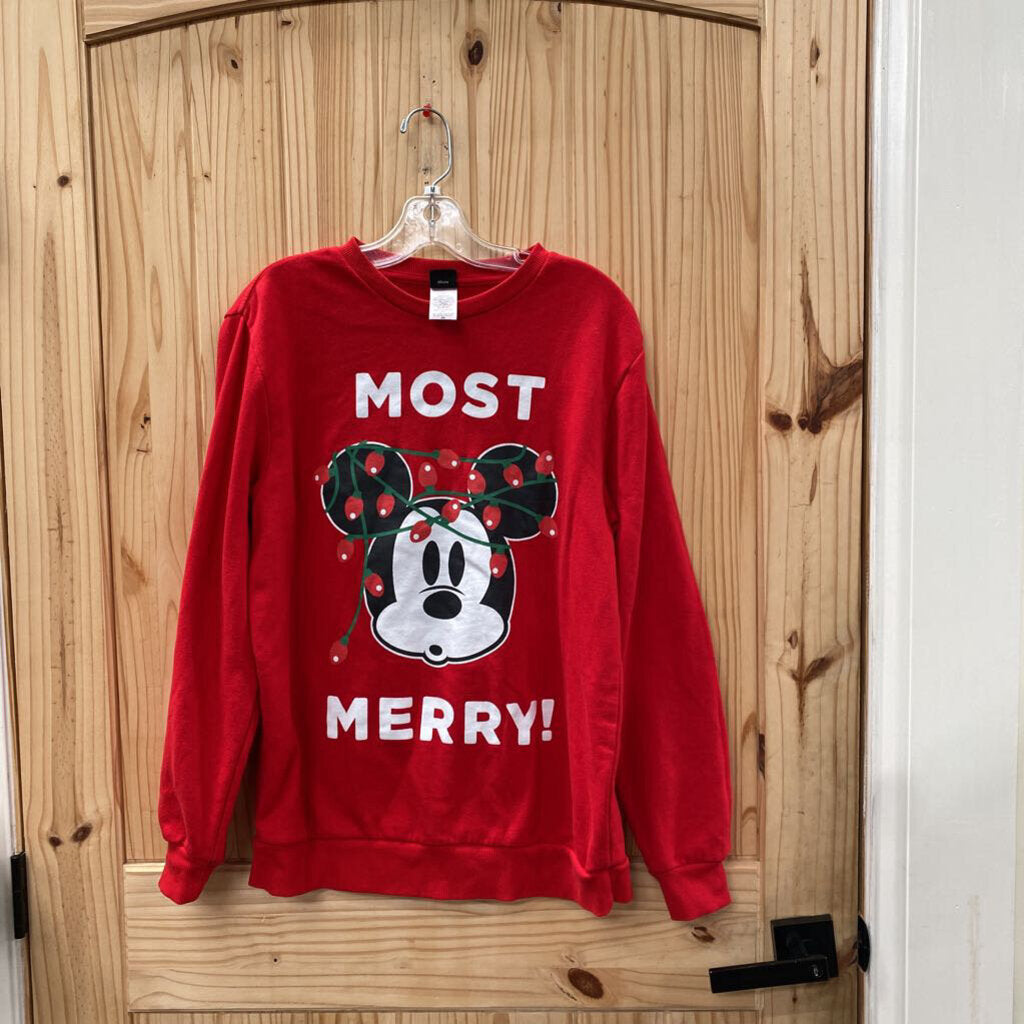 WOMENS MOST MERRY MICKEY MOUSE RED SWEATSHIRT M