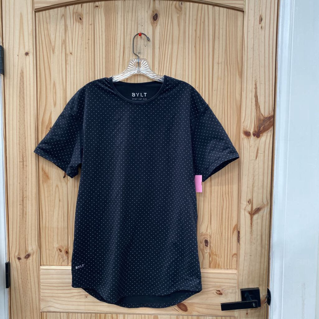 WOMENS BYLT BLK SHIRT W/GREY DOTS L