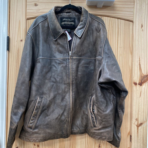 MENS EDDIE BAUER BROWN LEATHER JACKET XXXL