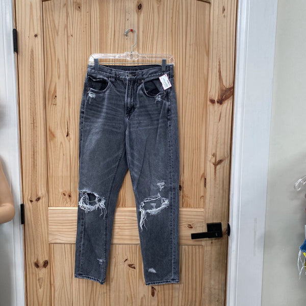 WOMENS AMERICAN EAGLE BLK DENIM DIST. JEANS 6 REGULAR