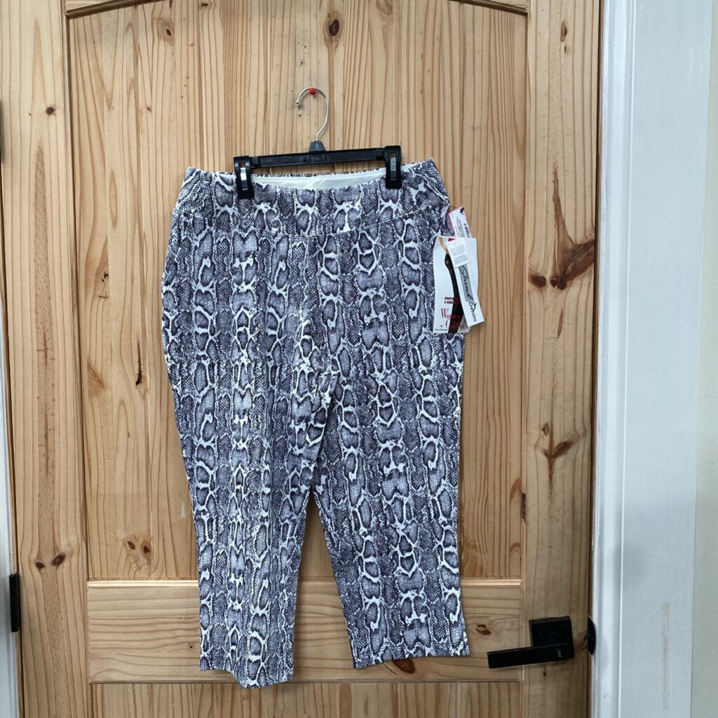 WOMENS WOMEN WITH CONTROL CASUAL CAPRIS BLK/WHITE SNAKESKIN CAPRIS LP NWT