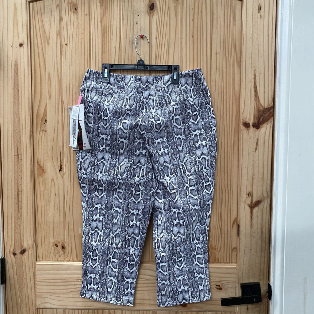 WOMENS WOMEN WITH CONTROL CASUAL CAPRIS BLK/WHITE SNAKESKIN CAPRIS LP NWT