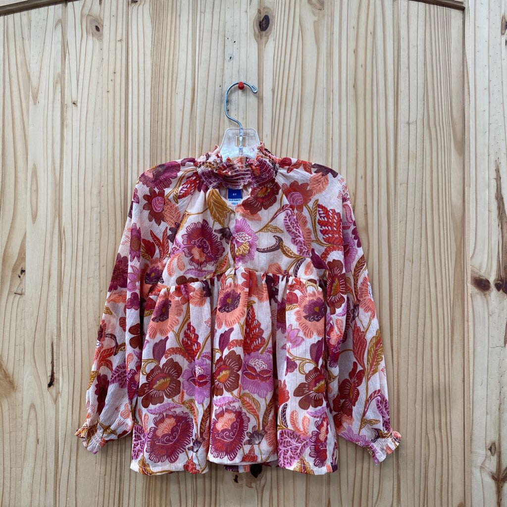 GIRLS OLD NAVY CASUAL SHIRT PEACH/PINK/WINE 5T