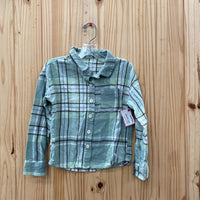 WONDER NATION GREEN PLAID LS SHIRT XS 4/5
