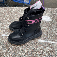 GIRLS DKNY BLK/PINK BOOTS 12