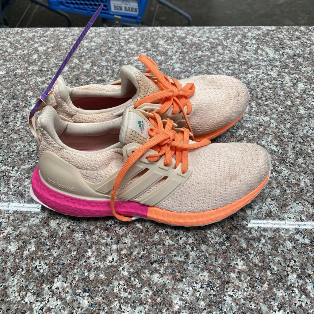 WOMENS ADIDAS BOOST SHOES CREAM/PINK/ORANGE 7