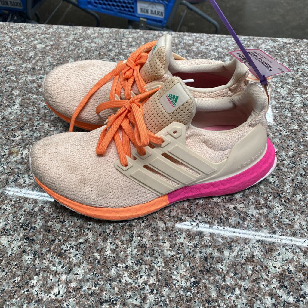 WOMENS ADIDAS BOOST SHOES CREAM/PINK/ORANGE 7