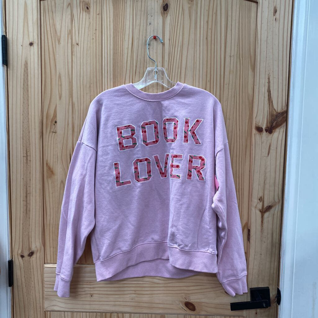 WOMENS BOOK LOVER PINK SWEATSHIRT L