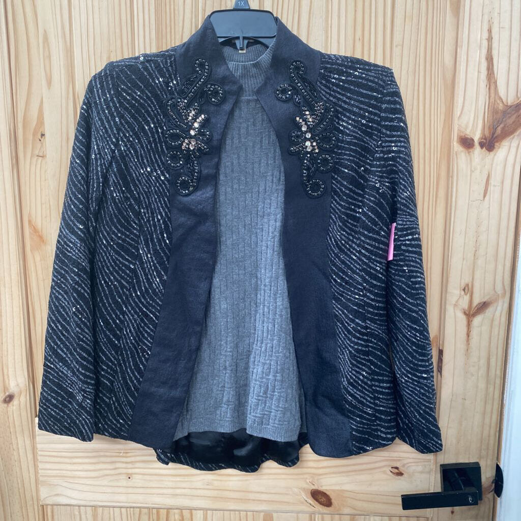 WOMENS ALLISON DALEY CASUAL BLAZER/SHIRT BLK/GREY PS