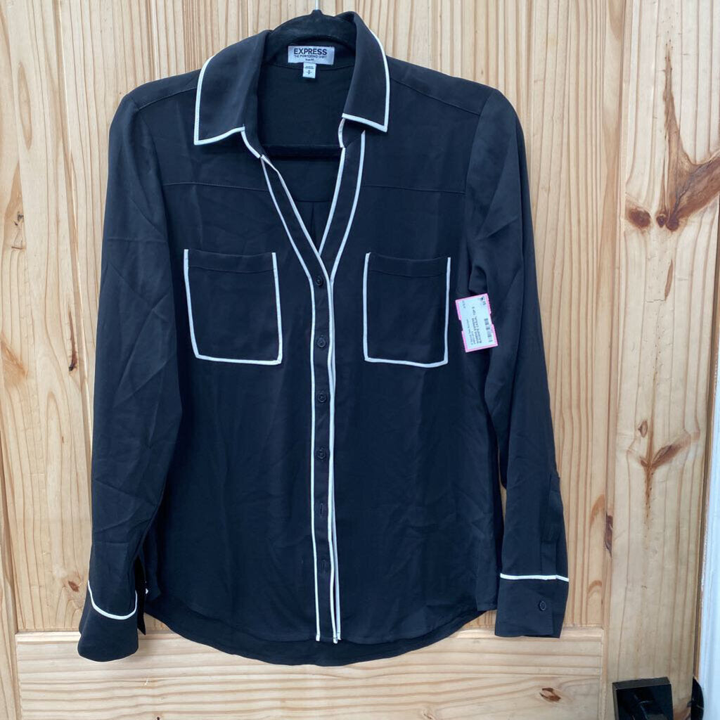 WOMENS EXPRESS BLK/WHITE CASUAL TOP S