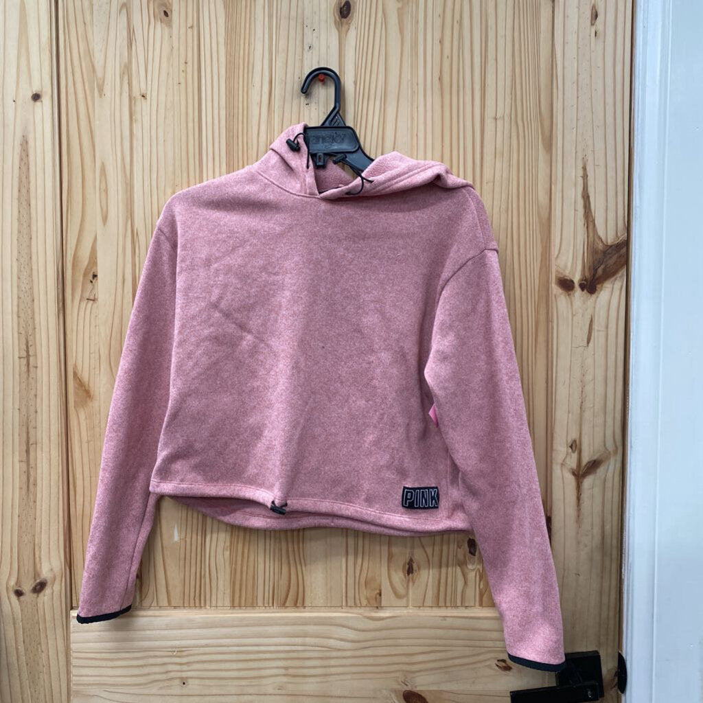 WOMENS VS PINK RED CROP TOP HOODIE M